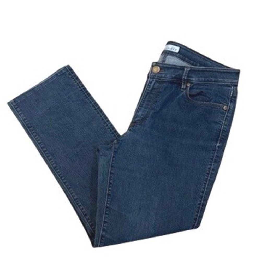 Ann Taylor LOFT Curvy Straight Jeans Womens 12/31 Dark Wash Blue Denim Stretch